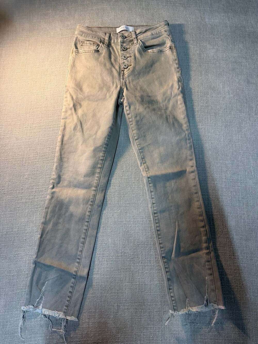 Vervet Blue Sage Green Fray Straight Leg Jeans Style T5718